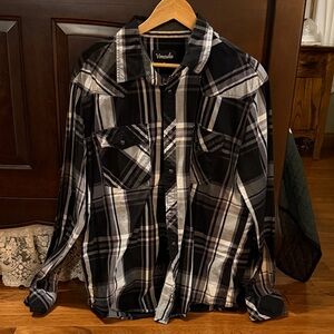 Black and White Plaid Men's Shirt